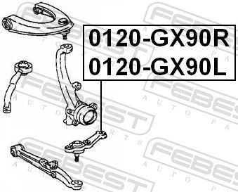 0120GX90R Febest Кульова опора, нижня, права