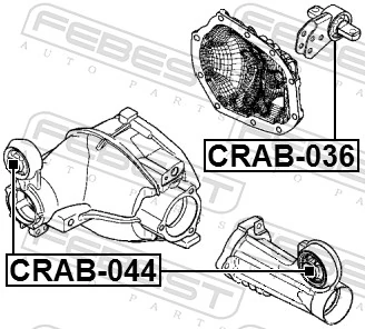 CRAB036 Febest Сайлентблок (подушка) редуктора переднього моста, передній