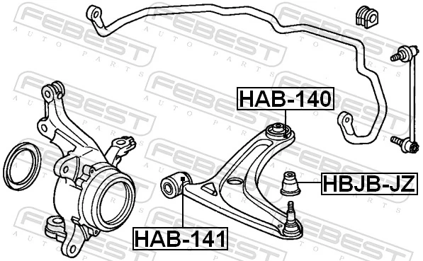 HAB140 Febest Сайлентблок переднього нижнього важеля