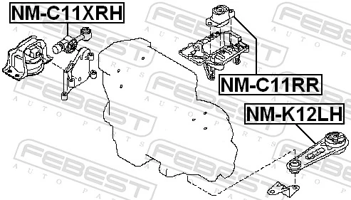 NMC11XRH Febest Подушка (опора) двигуна, права задня