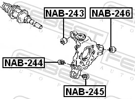 NAB245 Febest Сайлентблок задньої підвіски