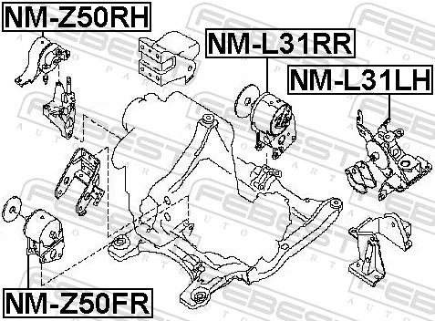 NML31RR Febest Задня подушка двигуна