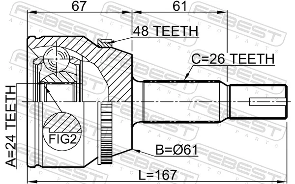 0110ACV30A48 Febest Граната зовнішня