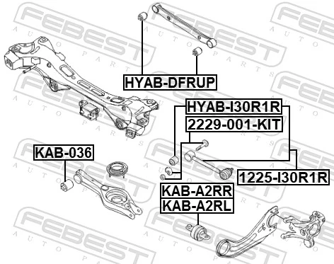 2229001KIT Febest Болт кріплення заднього розвального важеля, внутрішній