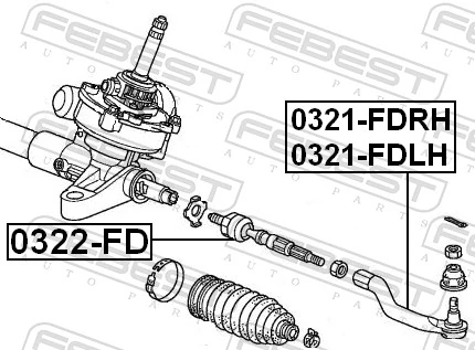 0321FDRH Febest Зовнішній наконечник рульової тяги