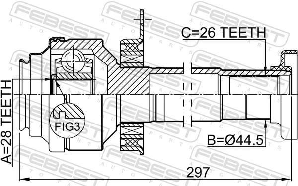 2311T5RH Febest ШРКШ внутрішній, передній, правий