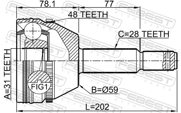 2110TRD9A48 Febest Граната зовнішня