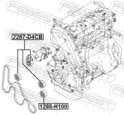 2287D4CB Febest Ролик натяжителя ременя агрегатів