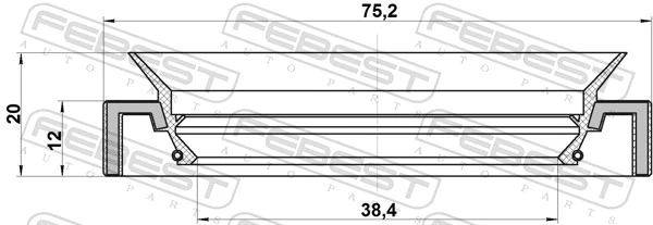 95HAS40751220L Febest Сальник хвостовика редуктора переднього моста