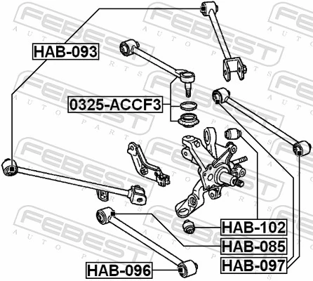 HAB085 Febest Сайлентблок задньої тяги