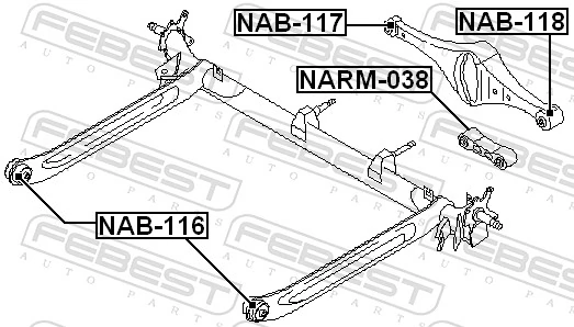 NAB118 Febest Сайлентблок заднього поперечного важеля