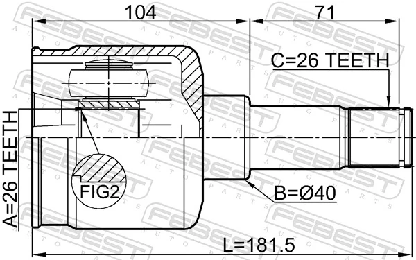 Шарнір кутових швидкостей передній лівий Ford Transit V фургон (V184/5) (2000 - 2006) ціна, від 35.92 USD