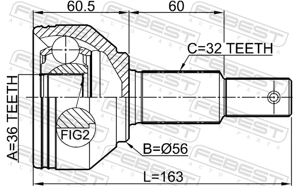 0210R52VQ35 Febest Граната зовнішня