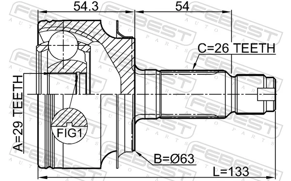 0310CIVIC5D Febest Граната зовнішня