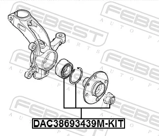 DAC38693439MKIT Febest Підшипник маточини передньої