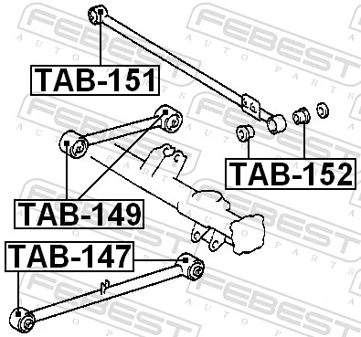 TAB149 Febest Сайлентблок заднього поздовжнього верхнього важеля