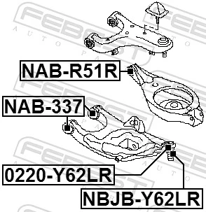 0220Y62LR Febest Кульова опора задньої підвіски, нижня