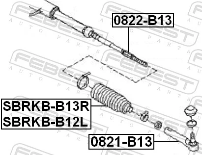 SBRKBB12L Febest Пильник рульового механізму/рейки, лівий
