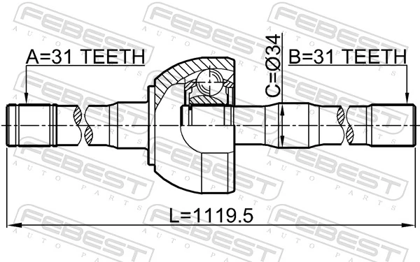 0214Y61LH Febest Привід лівий