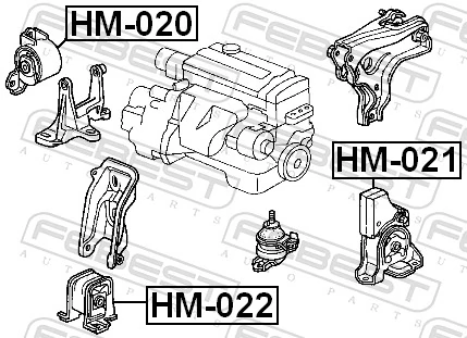 HM022 Febest Подушка передньої опори двигуна
