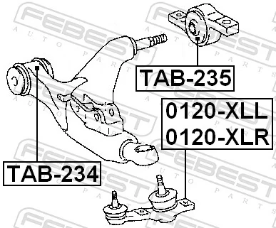 0120XLR Febest Кульова опора, нижня, права