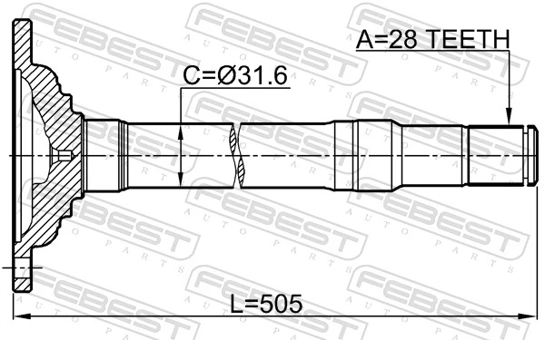 0412KH6WRH Febest Промвал