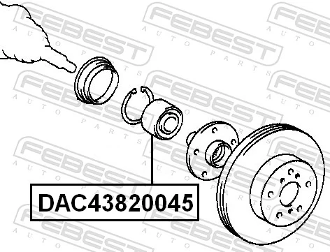 DAC43820045 Febest Підшипник маточини передньої