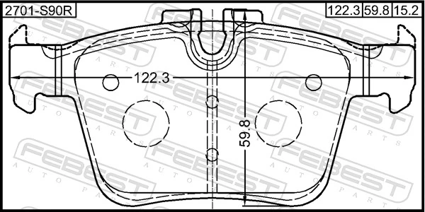 2701S90R Febest Колодки гальмівні задні, дискові