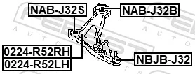 0224R52RH Febest Важіль передньої підвіски нижній, правий