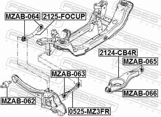 2125FOCUP Febest Важіль задньої підвіски верхній, лівий/правий