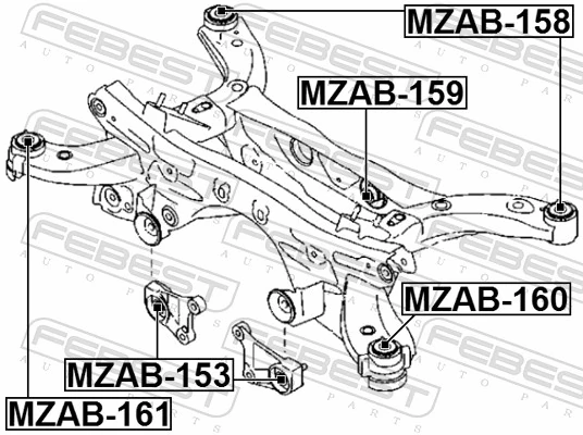 MZAB158 Febest Сайлентблок балки моста
