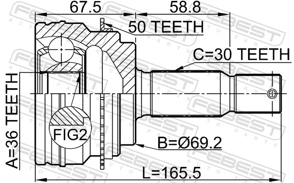 0410V97A50 Febest Граната зовнішня