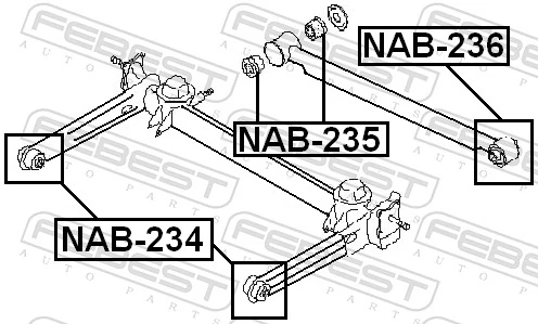 NAB234 Febest Сайлентблок балки моста