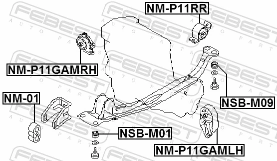 NMP11GAMLH Febest Ліва опора двигуна