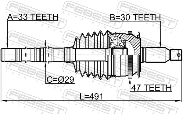 0414KB4A47R Febest Граната зовнішня передня права
