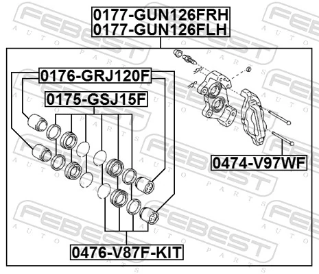 0177GUN126FRH Febest Супорт гальмівний передній правий
