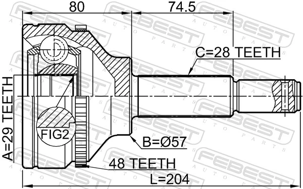 2110TT9A48 Febest Граната зовнішня