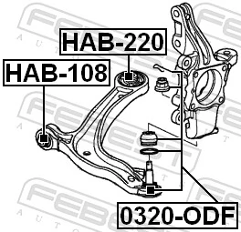 HAB220 Febest Сайлентблок переднього нижнього важеля