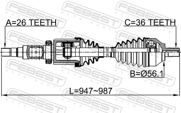 2714S40RH Febest Привід передній правий