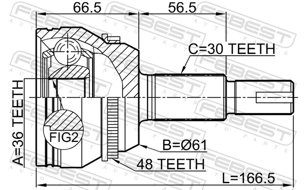 0110GSX30A48 Febest ШРКШ зовнішній задній