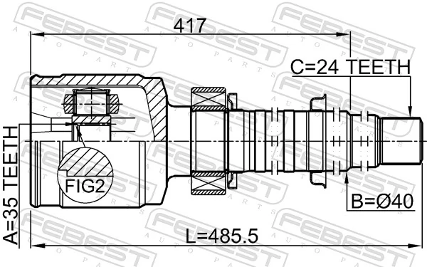 0111GSX30RH Febest ШРКШ внутрішній, передній