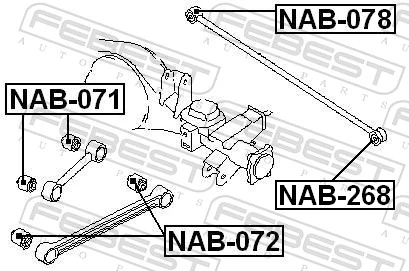 NAB072 Febest Сайлентблок заднього поздовжнього нижнього важеля