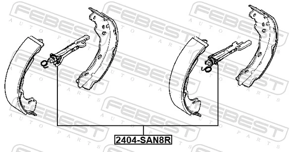 2404SAN8R Febest Механізм підведення (самопідведення) барабанних колодок/розвідний ремкомплект