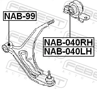 NAB040RH Febest Сайлентблок переднього нижнього важеля