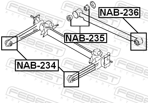 NAB235 Febest Сайлентблок амортизатора заднього