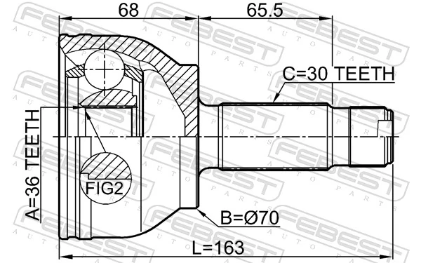 1610W639R Febest ШРУС зовнішній задній