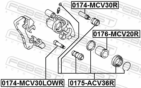 0175ACV36R Febest Ремкомплект заднього гальмівного супорта