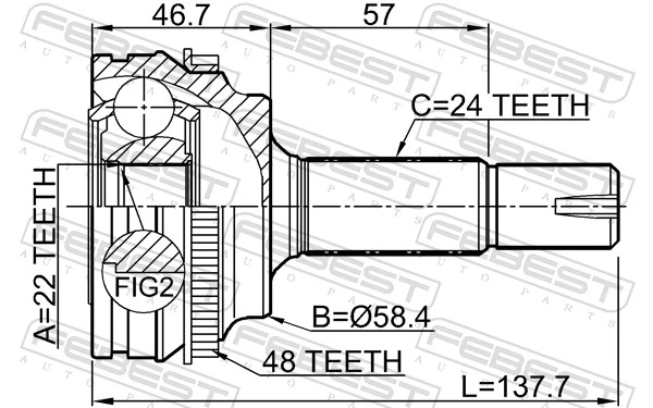 ШРУС зовнішній передній TO836A Driveshaft