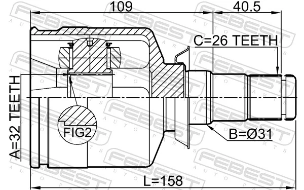 1911R58LH Febest ШРКШ внутрішній, передній