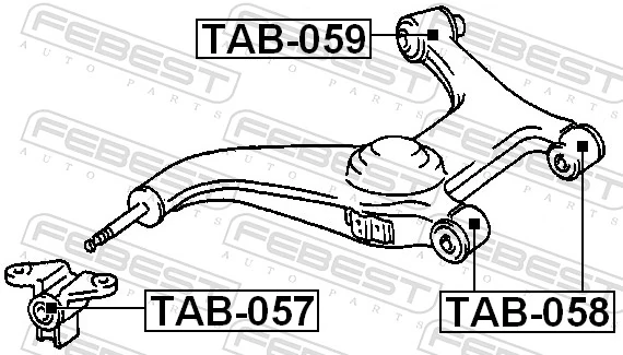TAB057 Febest Сайлентблок задньої тяги
